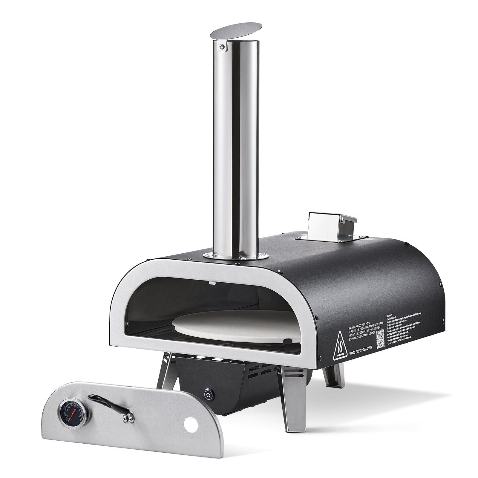 Outdoor Pizza Oven, 12 in Wood Fired Pizza Ovens, Pellet Pizza-Stove with Thermometer & Electric Rotation, V952-BXPSLDNZWDJPCLPZU001V9