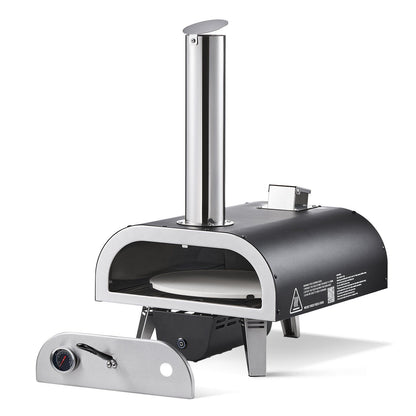 Outdoor Pizza Oven, 12 in Wood Fired Pizza Ovens, Pellet Pizza-Stove with Thermometer & Electric Rotation, V952-BXPSLDNZWDJPCLPZU001V9