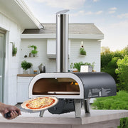 Outdoor Pizza Oven, 12 in Wood Fired Pizza Ovens, Pellet Pizza-Stove with Thermometer & Electric Rotation, V952-BXPSLDNZWDJPCLPZU001V9