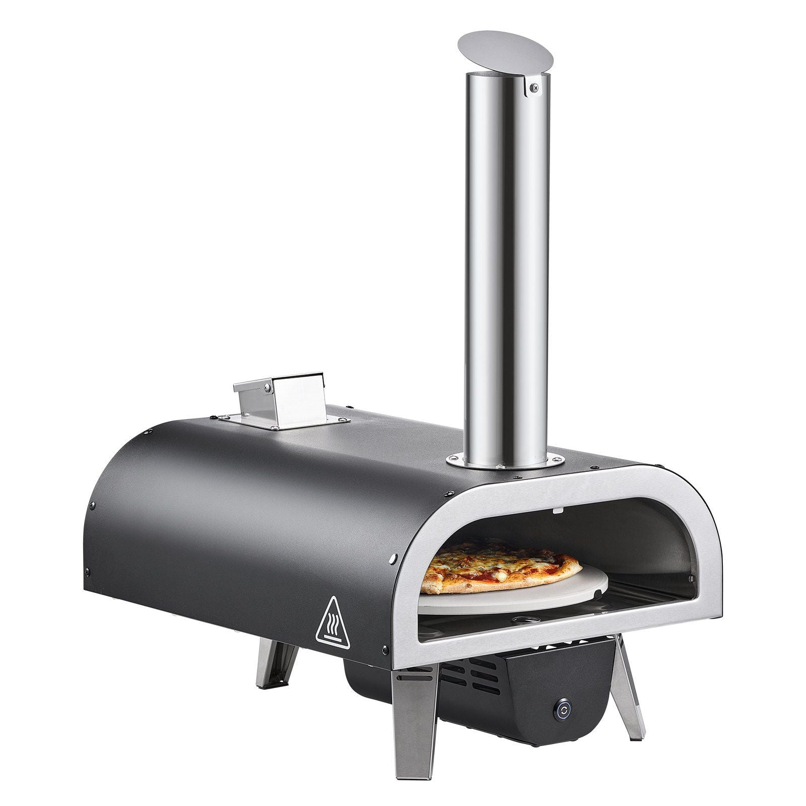 Outdoor Pizza Oven, 12 in Wood Fired Pizza Ovens, Pellet Pizza-Stove with Thermometer & Electric Rotation, V952-BXPSLDNZWDJPCLPZU001V9