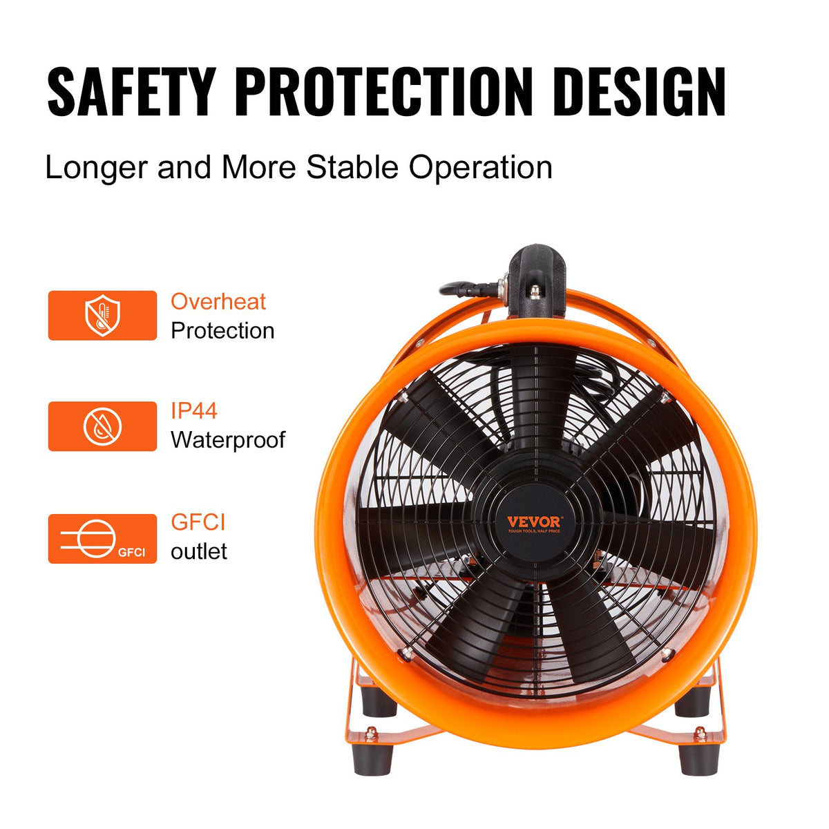 Portable Ventilator, 304.8mm/12inch Heavy Duty Cylinder Fan with 10m Duct Hose, 367W Strong Shop Exhaust V952-BXS550W1012IN2YW8V3