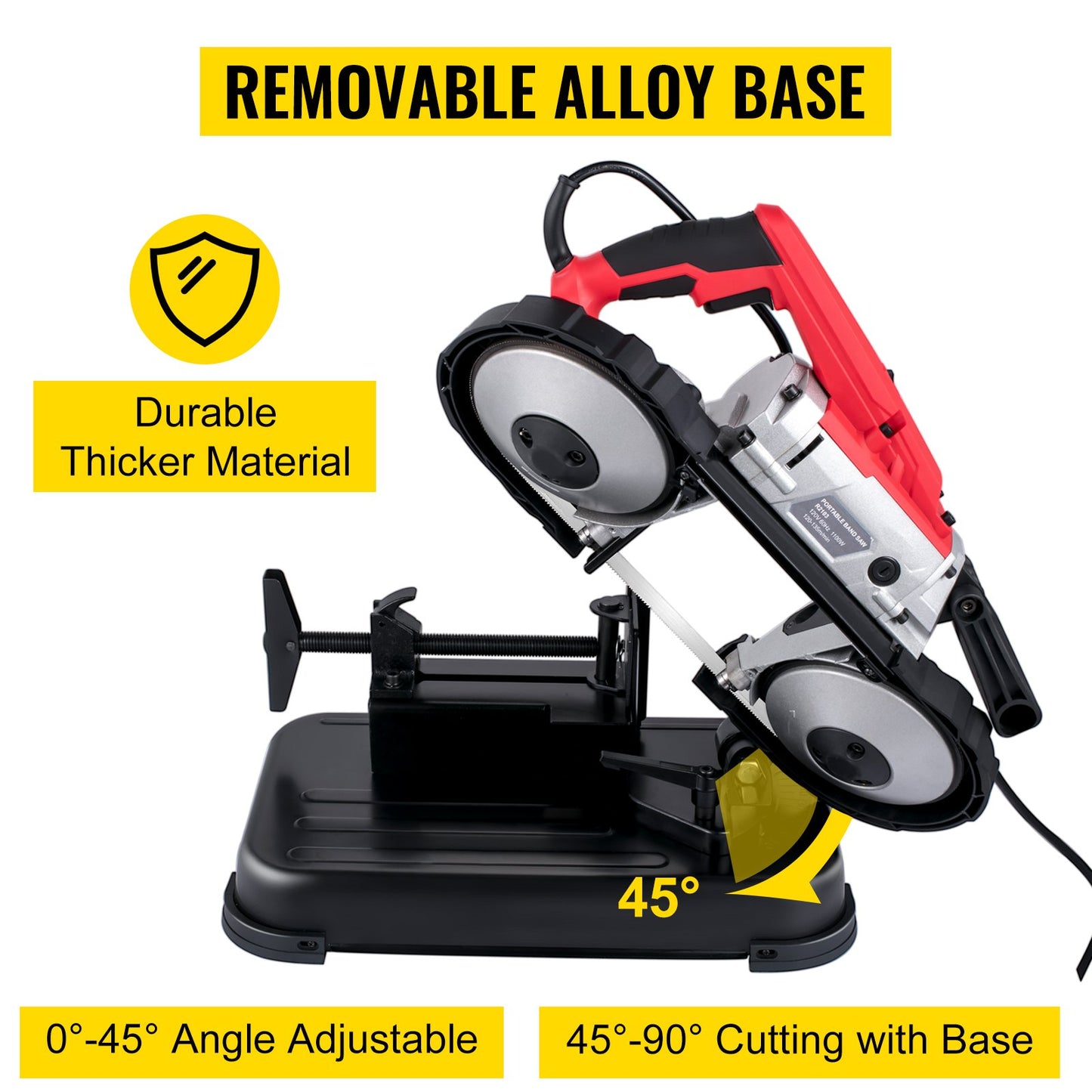 Portable Band Saw,with Removable Alloy Steel Base Cordless Band Saw,127mm Cutting Capacity Hand held Band V952-BXSD5INCH220VT9DGV3
