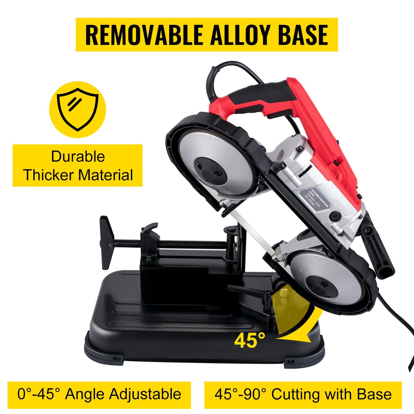 Portable Band Saw,with Removable Alloy Steel Base Cordless Band Saw,127mm Cutting Capacity Hand held Band V952-BXSD5INCH220VT9DGV3