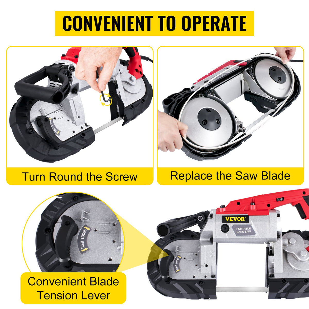 Portable Band Saw,with Removable Alloy Steel Base Cordless Band Saw,127mm Cutting Capacity Hand held Band V952-BXSD5INCH220VT9DGV3