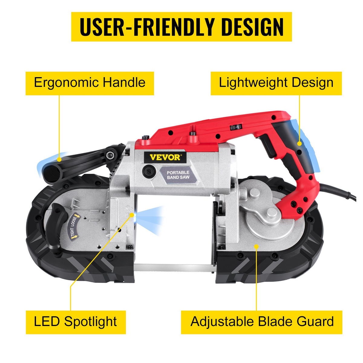 Variable-Speed 127mm Deep Cut Portable Band Saw 220V 10Amp Motor Handheld V952-BXSD5INCH220VTF46V3
