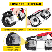 Variable-Speed 127mm Deep Cut Portable Band Saw 220V 10Amp Motor Handheld V952-BXSD5INCH220VTF46V3