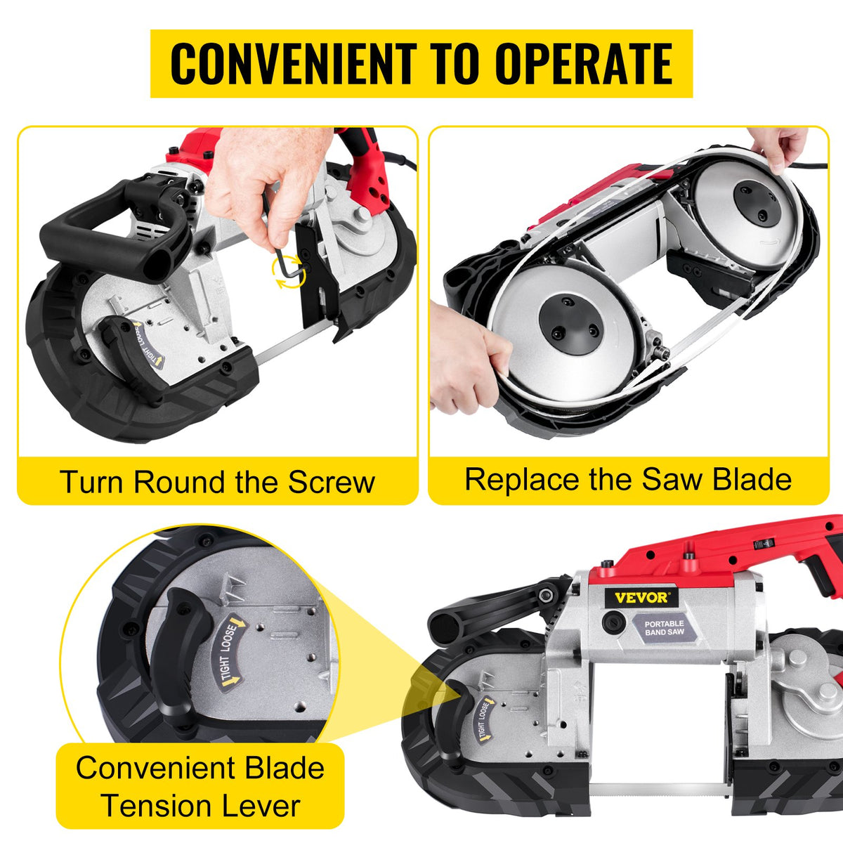 Variable-Speed 127mm Deep Cut Portable Band Saw 220V 10Amp Motor Handheld V952-BXSD5INCH220VTF46V3