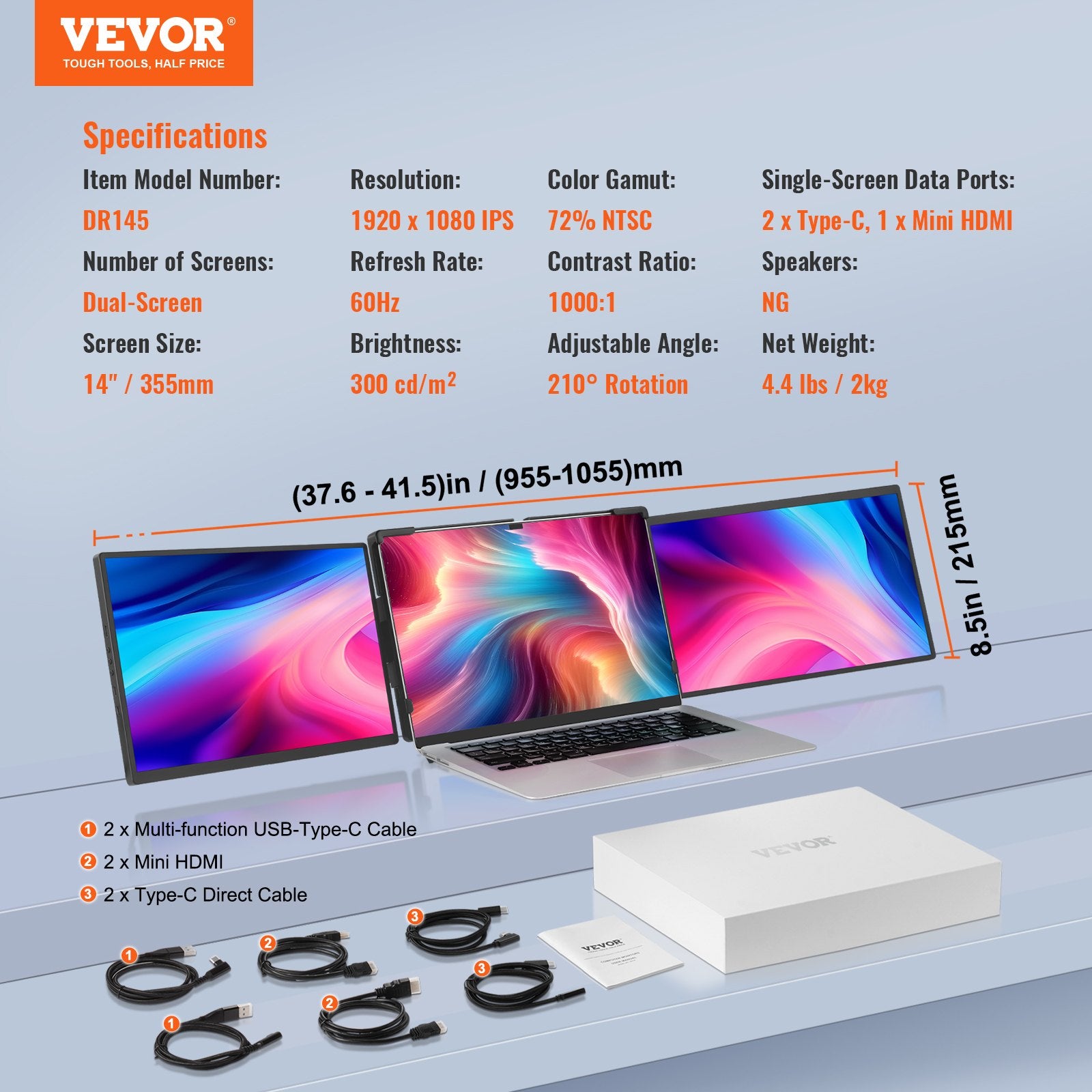 Laptop Screen Extender 14" HD 1080P Portable Monitor for 13"-17" Laptop V952-BXSDNXSQ14YCAKI6CV3