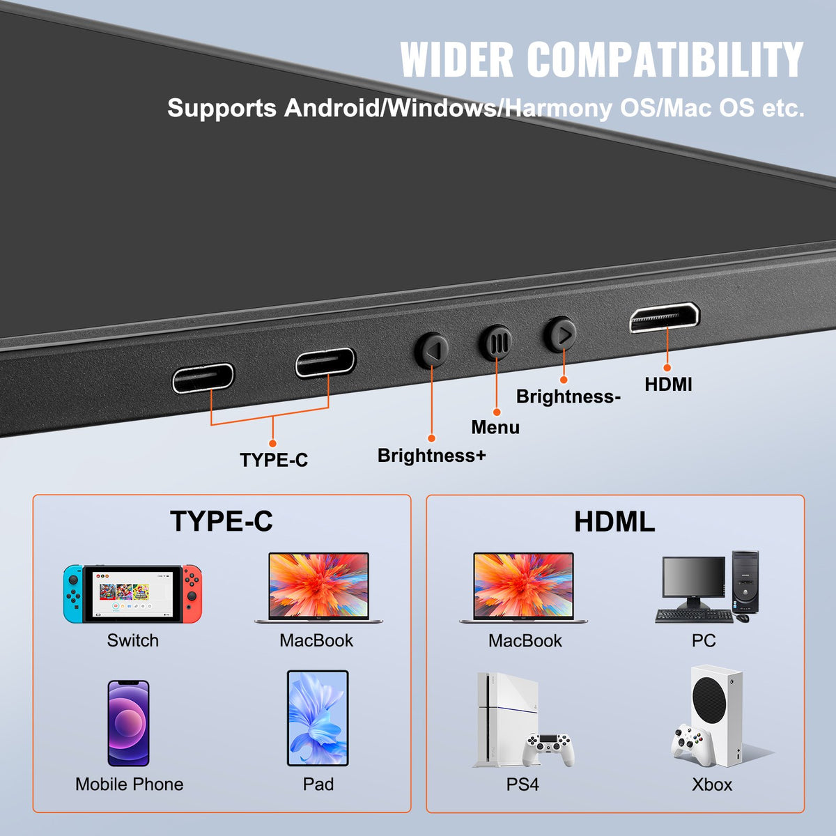 Laptop Screen Extender 14in HD 1080P Portable Monitor for 13"-17" Laptop V952-BXSDNXSQ14YCZA95CV3