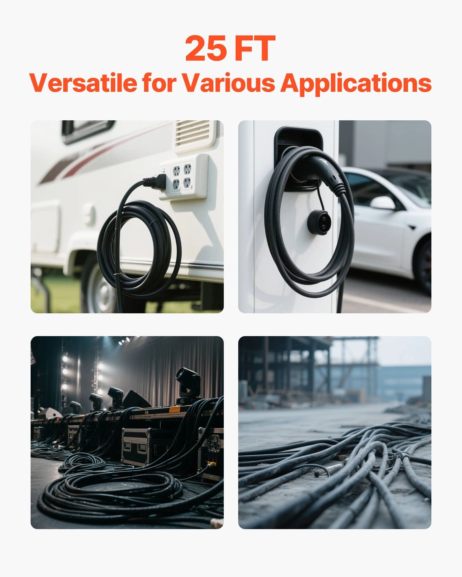 7.62 m 6AWG Portable Power Cable (4 Conductor), Heavy Duty 600V SOOW Electrical Power Cable, Industrial Grade V952-BXSDYXSOOWDLLUJEO001V8