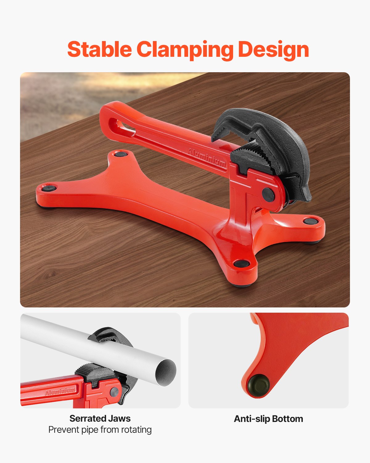 Portable Pipe Vise, Lightweight Aluminum Pipe Vise with 1/8" to 1-1/2" Clamping Capacity, Ideal for Onsite V952-BXSGHQ18112ICTI8XV0