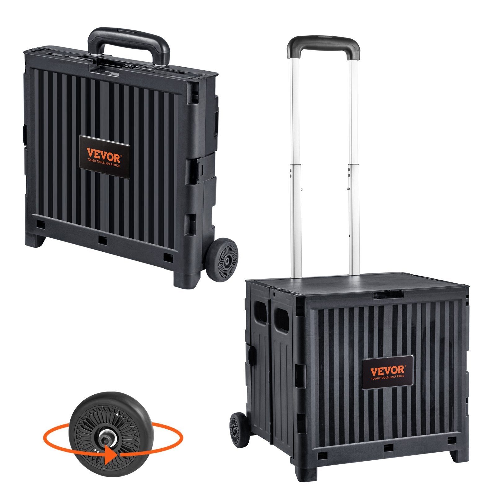 Foldable Utility Cart, 36 kg Load Capacity, Folding Portable Rolling Crate Handcart with Durable Heavy Duty V952-BXSGWCXCZLBD2C7A9V0