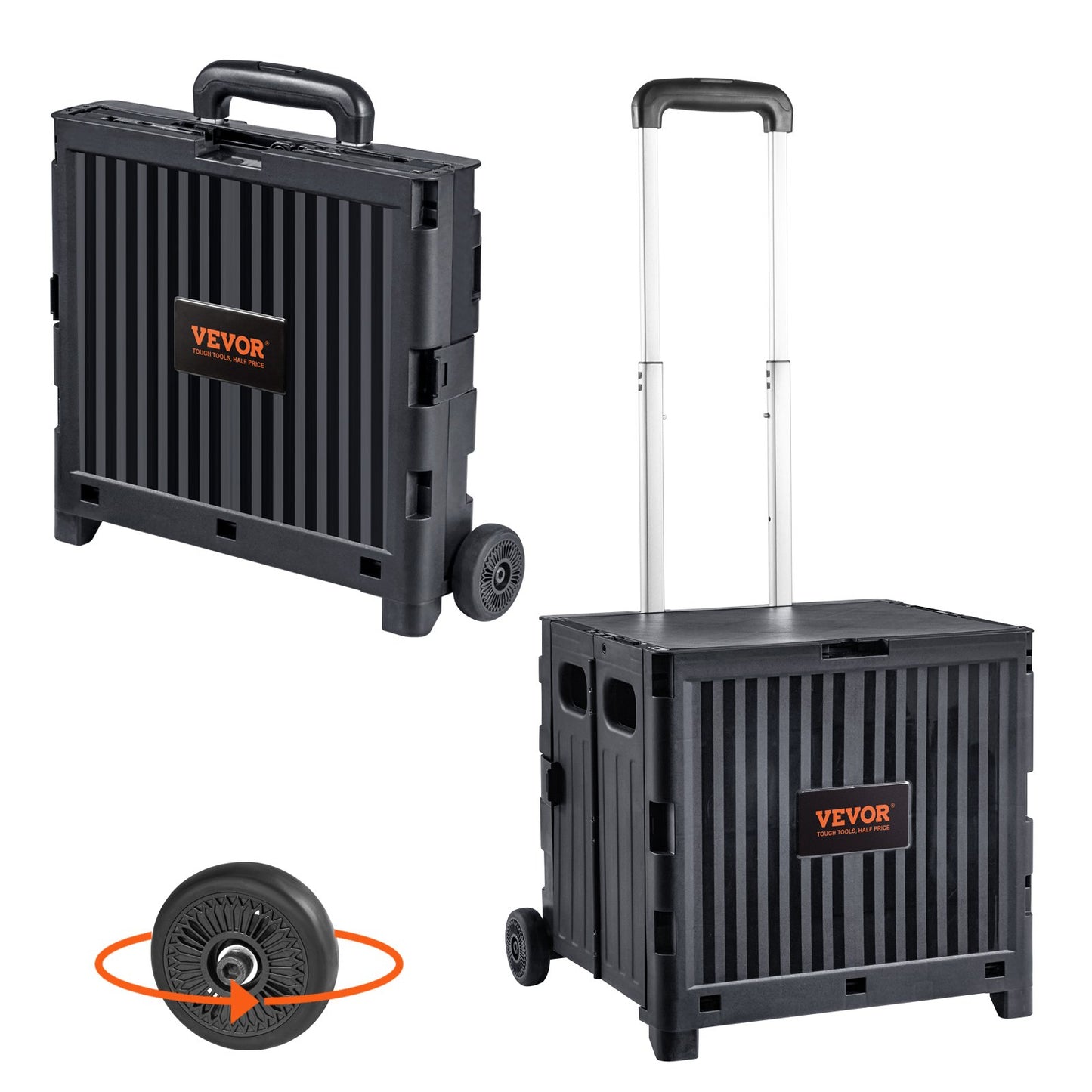 Foldable Utility Cart, 36 kg Load Capacity, Folding Portable Rolling Crate Handcart with Durable Heavy Duty V952-BXSGWCXCZLBD2C7A9V0
