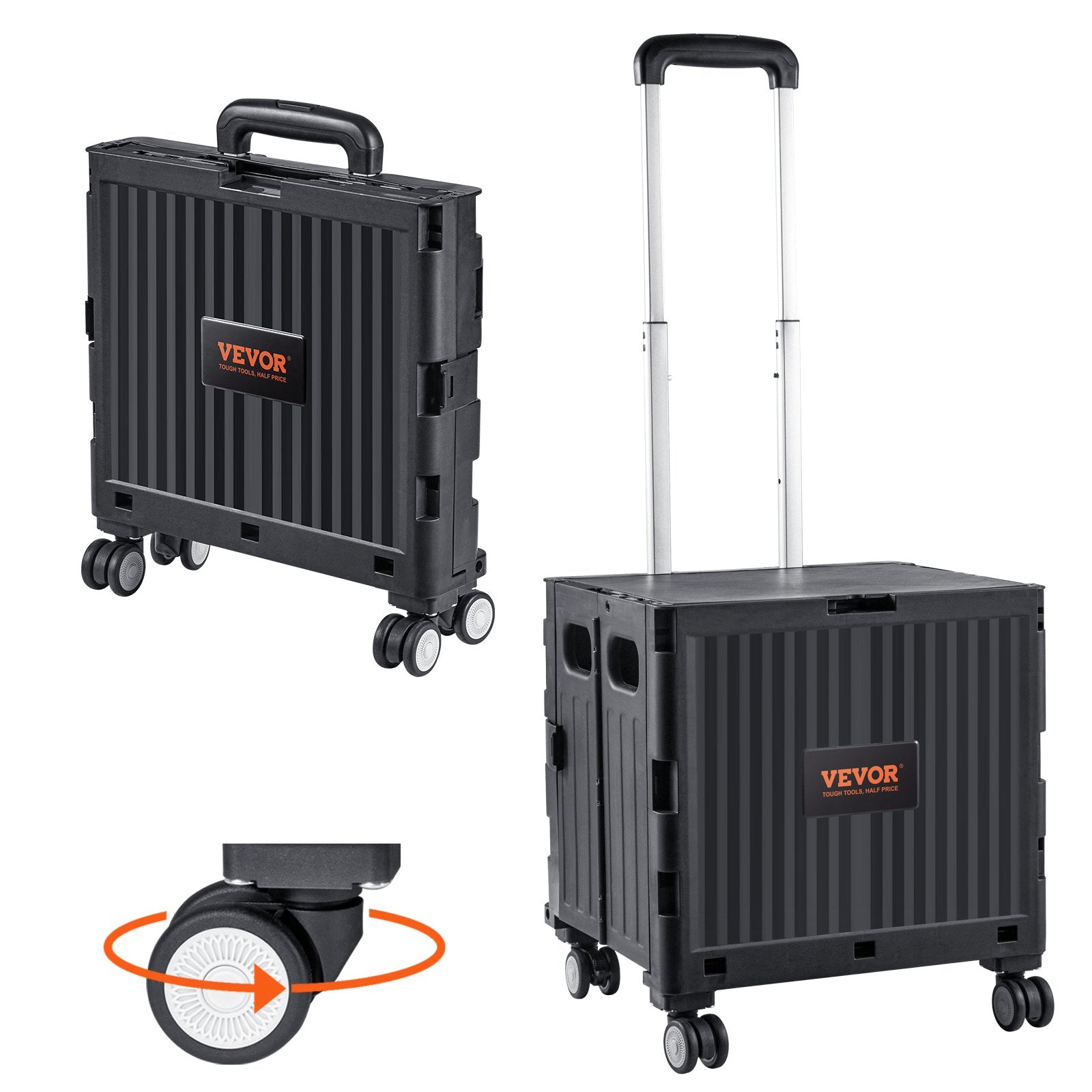 Foldable Utility Cart, 50 kg Load Capacity, Folding Portable Rolling Crate Handcart with Heavy Duty V952-BXSGWCZCZLDW44U3WV0