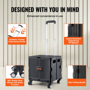 Foldable Utility Cart, 50 kg Load Capacity, Folding Portable Rolling Crate Handcart with Heavy Duty V952-BXSGWCZCZLDW44U3WV0