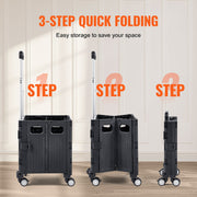 Foldable Utility Cart, 50 kg Load Capacity, Folding Portable Rolling Crate Handcart with Heavy Duty V952-BXSGWCZCZLDW44U3WV0