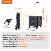 Foldable Utility Cart, 50 kg Load Capacity, Folding Portable Rolling Crate Handcart with Heavy Duty V952-BXSGWCZCZLDW44U3WV0