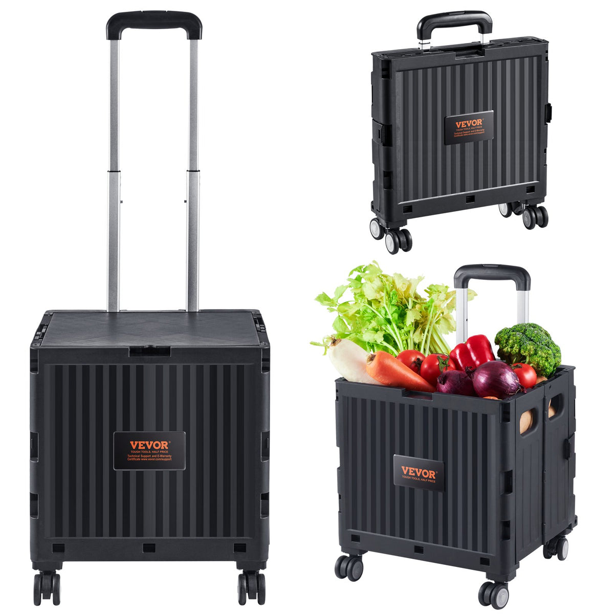 Foldable Utility Cart, 50 kg Load Capacity, Folding Portable Rolling Crate Handcart with Heavy Duty V952-BXSGWCZCZLDW44U3WV0