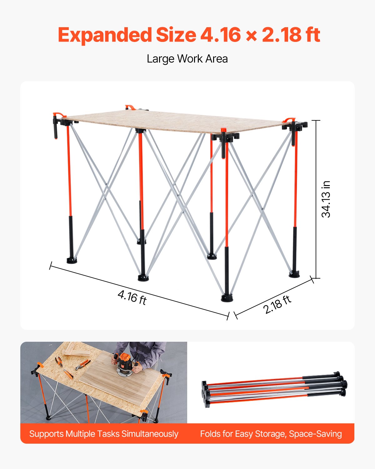 Portable Folding Workstand 1267 x 665 mm Collapsible Work Stand 1135 kg V952-BXSGZTPPSL4FAB6G7001V0