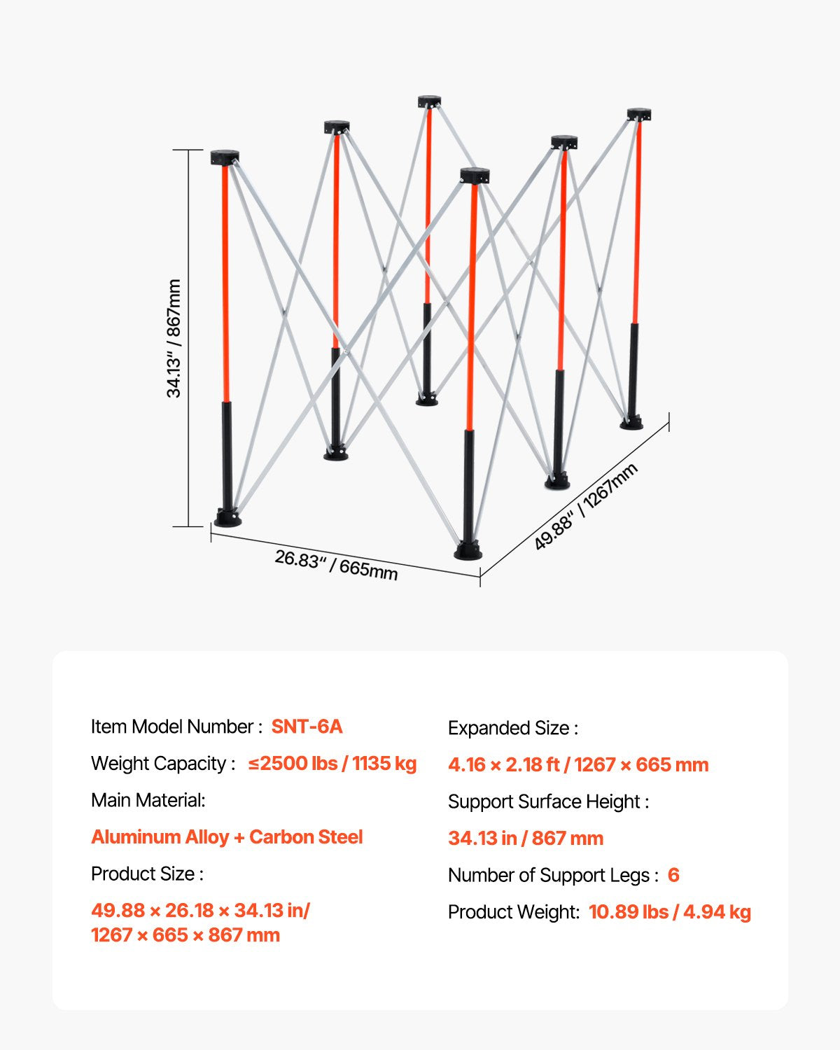 Portable Folding Workstand 1267 x 665 mm Collapsible Work Stand 1135 kg V952-BXSGZTPPSL4FAB6G7001V0