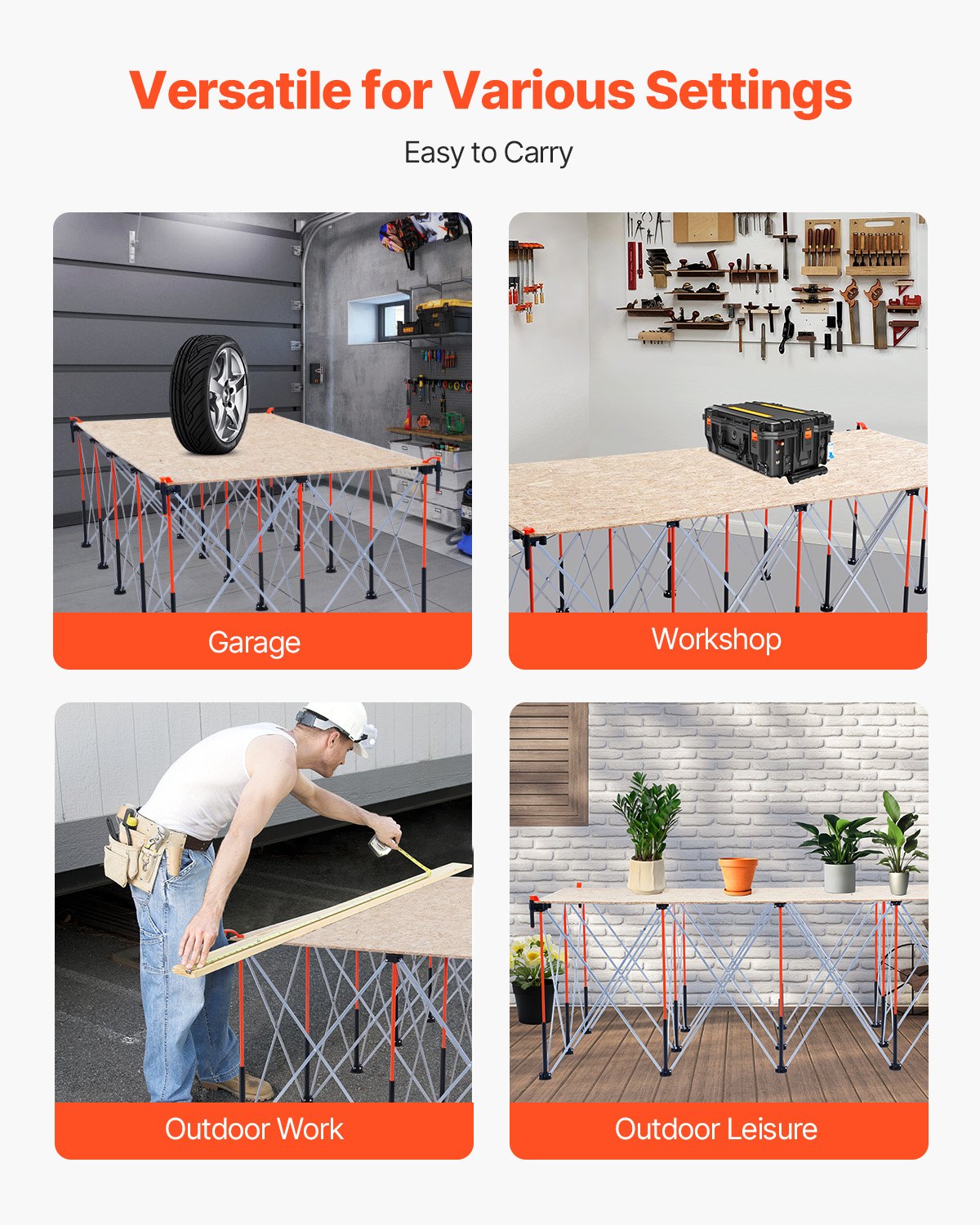 Portable Folding Workstand 2455 x 1260 mm Collapsible Work Stand 2724 kg V952-BXSGZTPPSL8FZHE0J001V0