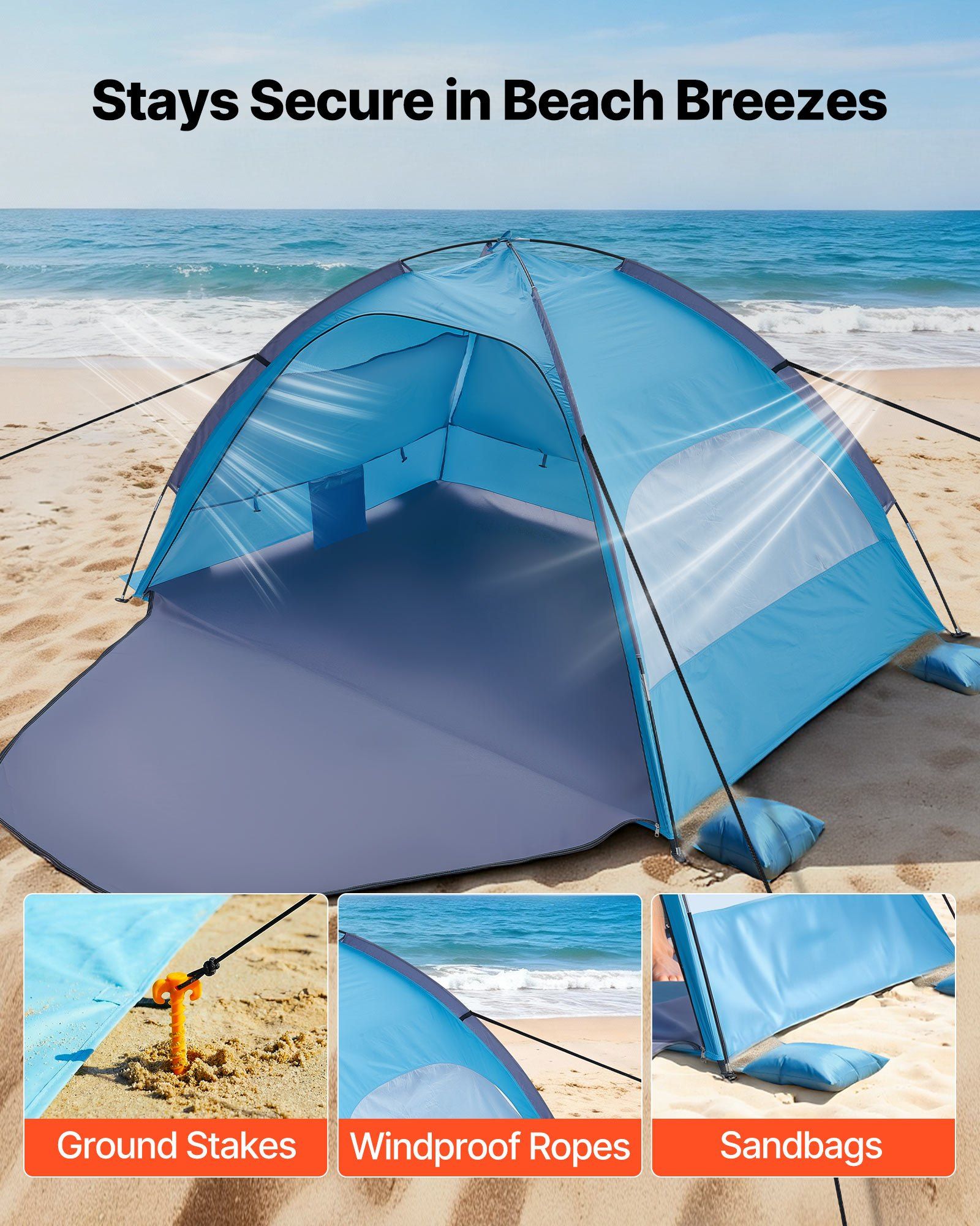Beach Tent Sun Shelter for 4 Person, UPF 50+ Protection, Portable Sun Shade Canopy with Carrying Bag & Sand V952-BXSHTZPDBJC4MORNX001V0