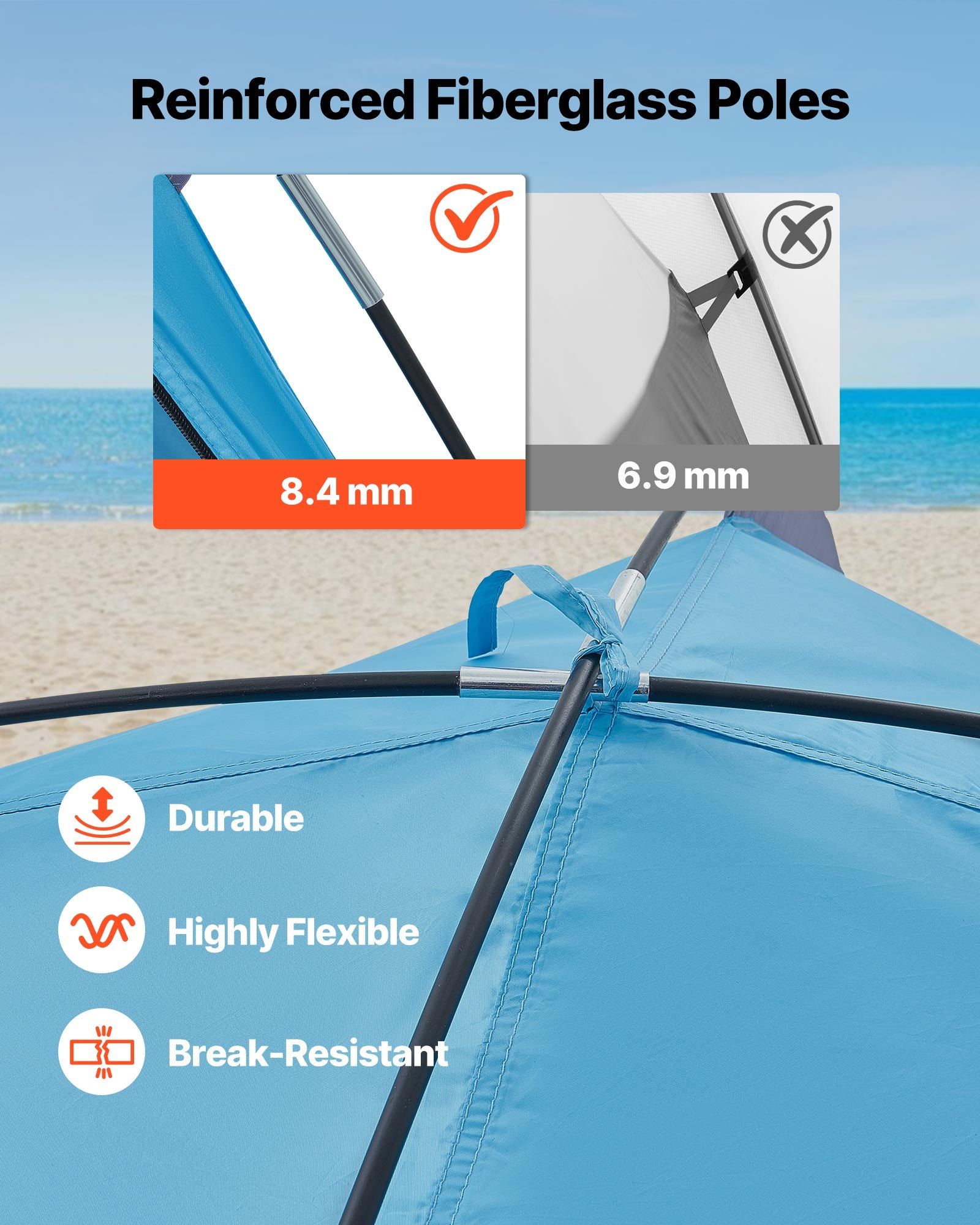 Beach Tent Sun Shelter for 4 Person, UPF 50+ Protection, Portable Sun Shade Canopy with Carrying Bag & Sand V952-BXSHTZPDBJC4MORNX001V0
