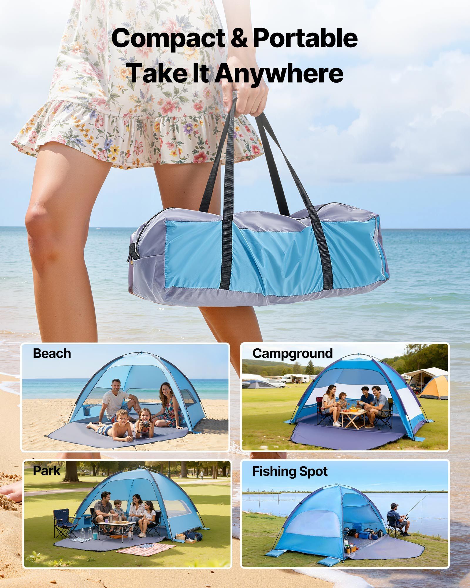 Beach Tent Sun Shelter for 4 Person, UPF 50+ Protection, Portable Sun Shade Canopy with Carrying Bag & Sand V952-BXSHTZPDBJC4MORNX001V0