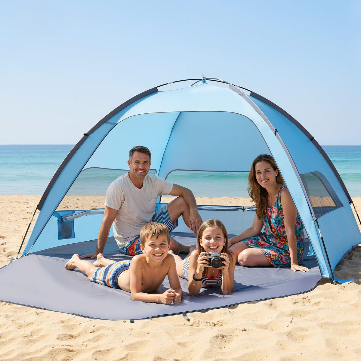 Beach Tent Sun Shelter for 4 Person, UPF 50+ Protection, Portable Sun Shade Canopy with Carrying Bag & Sand V952-BXSHTZPDBJC4MORNX001V0