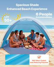 Beach Tent Sun Shelter for 6 Person, UPF 50+ Protection, Portable Sun Shade Canopy with Carrying Bag & Sand V952-BXSHTZPDBJC6IOET9001V0