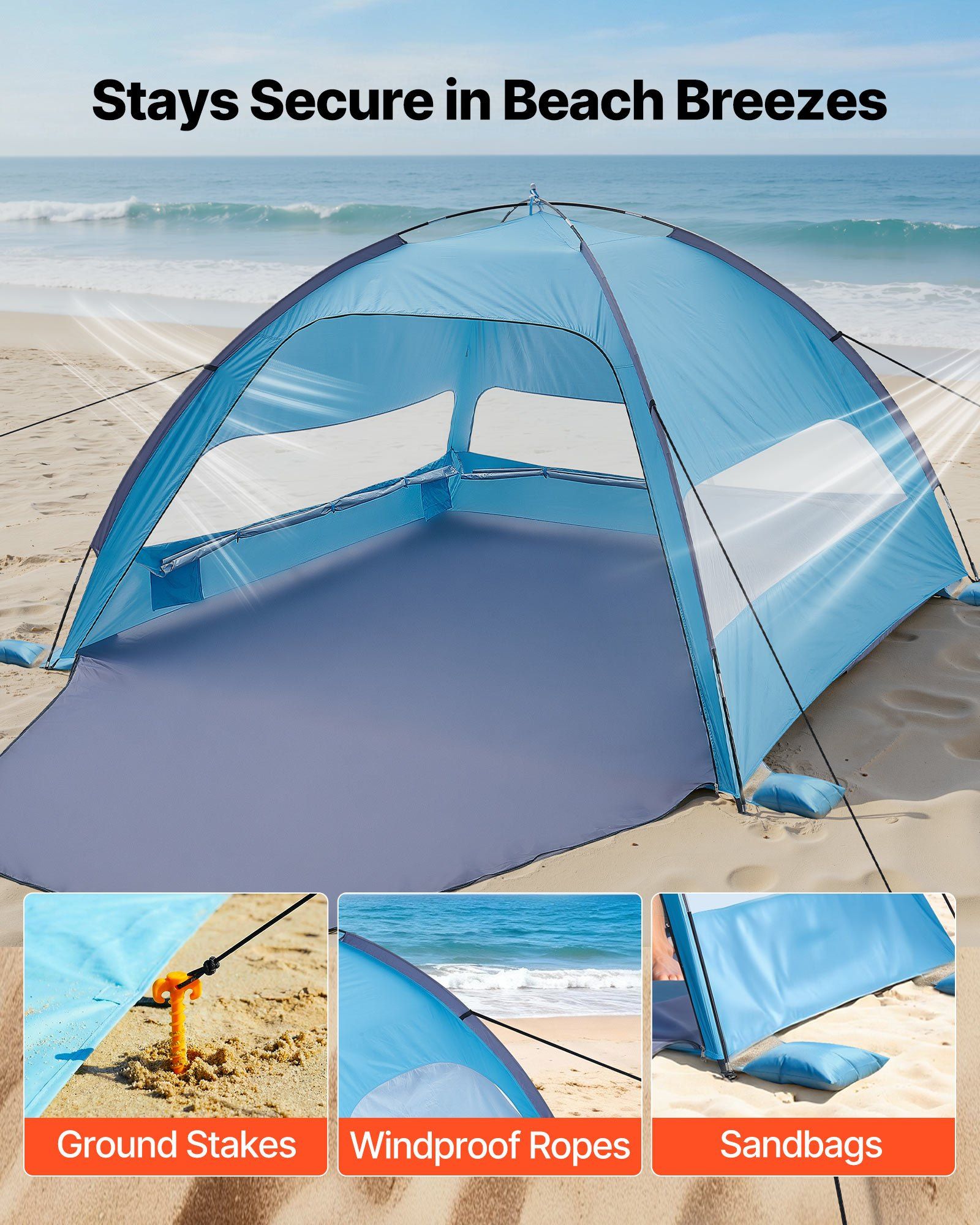 Beach Tent Sun Shelter for 6 Person, UPF 50+ Protection, Portable Sun Shade Canopy with Carrying Bag & Sand V952-BXSHTZPDBJC6IOET9001V0