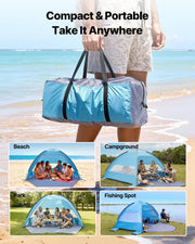 Beach Tent Sun Shelter for 6 Person, UPF 50+ Protection, Portable Sun Shade Canopy with Carrying Bag & Sand V952-BXSHTZPDBJC6IOET9001V0