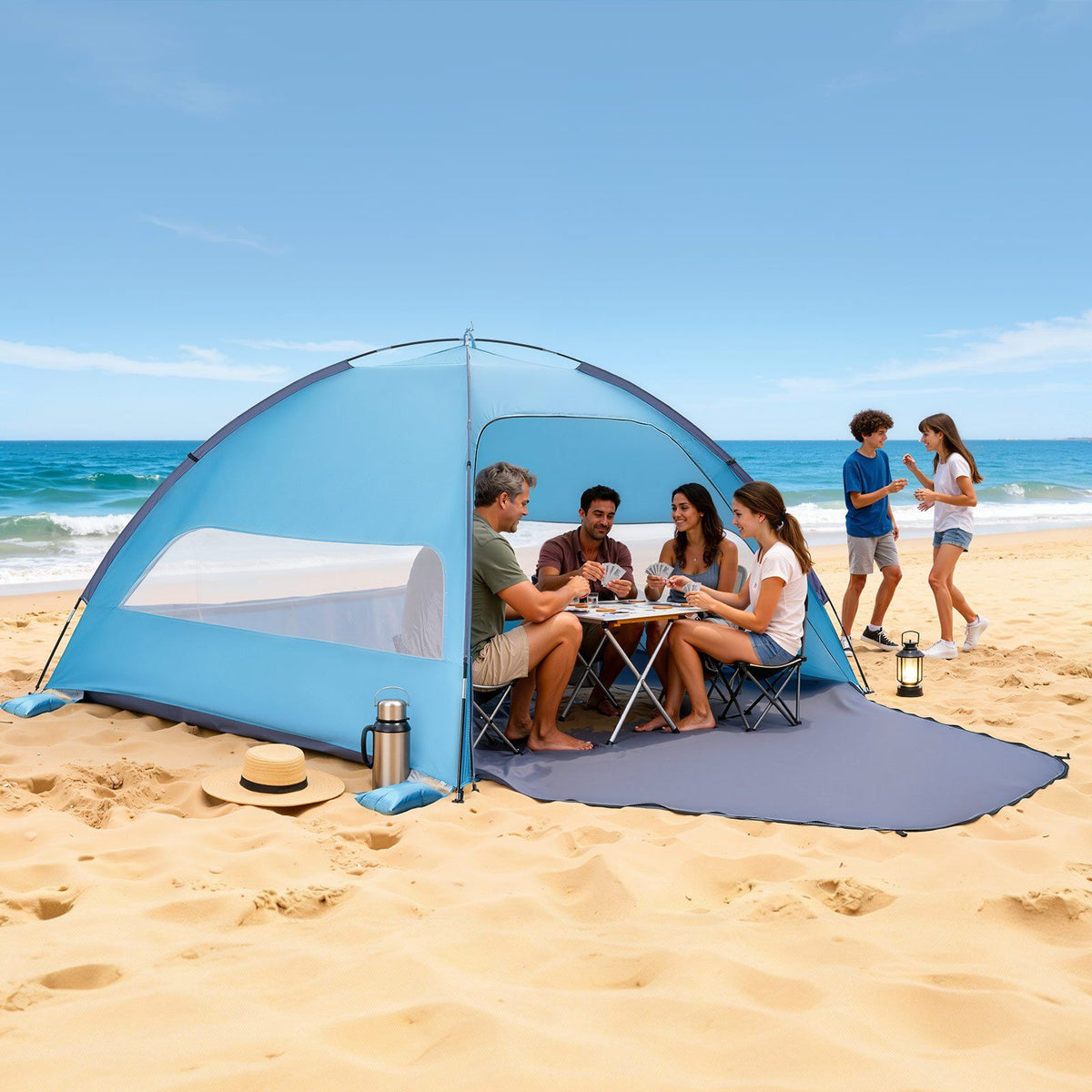 Beach Tent Sun Shelter for 6 Person, UPF 50+ Protection, Portable Sun Shade Canopy with Carrying Bag & Sand V952-BXSHTZPDBJC6IOET9001V0