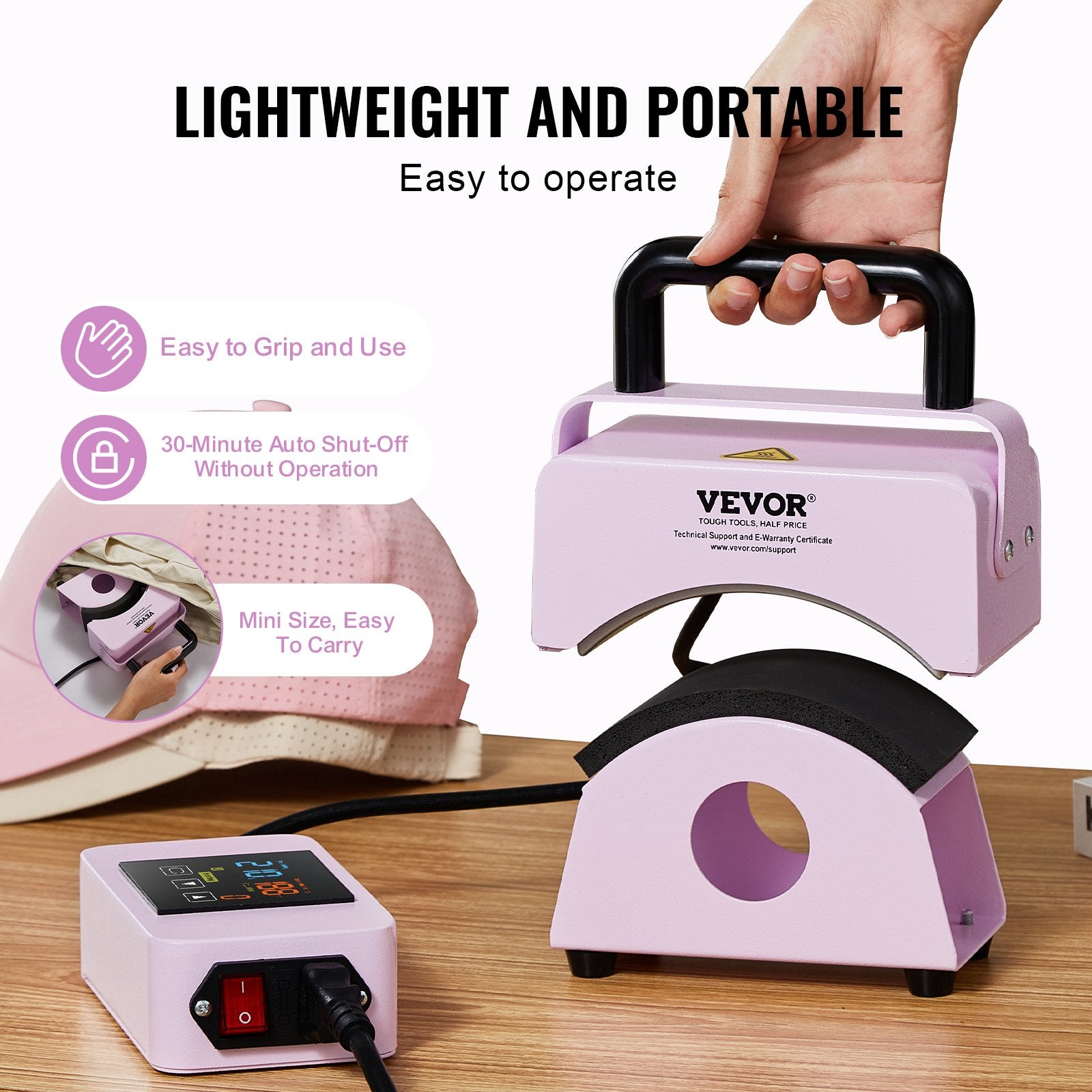 Hat Press Machine Mini Hat Heat Press for Caps 5.9x3.15 inch Plate Purple V952-BXSKMJBJMINIB06CLV3