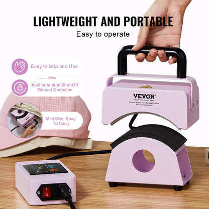 Hat Press Machine Mini Hat Heat Press for Caps 5.9x3.15 inch Plate Purple V952-BXSKMJBJMINIB06CLV3