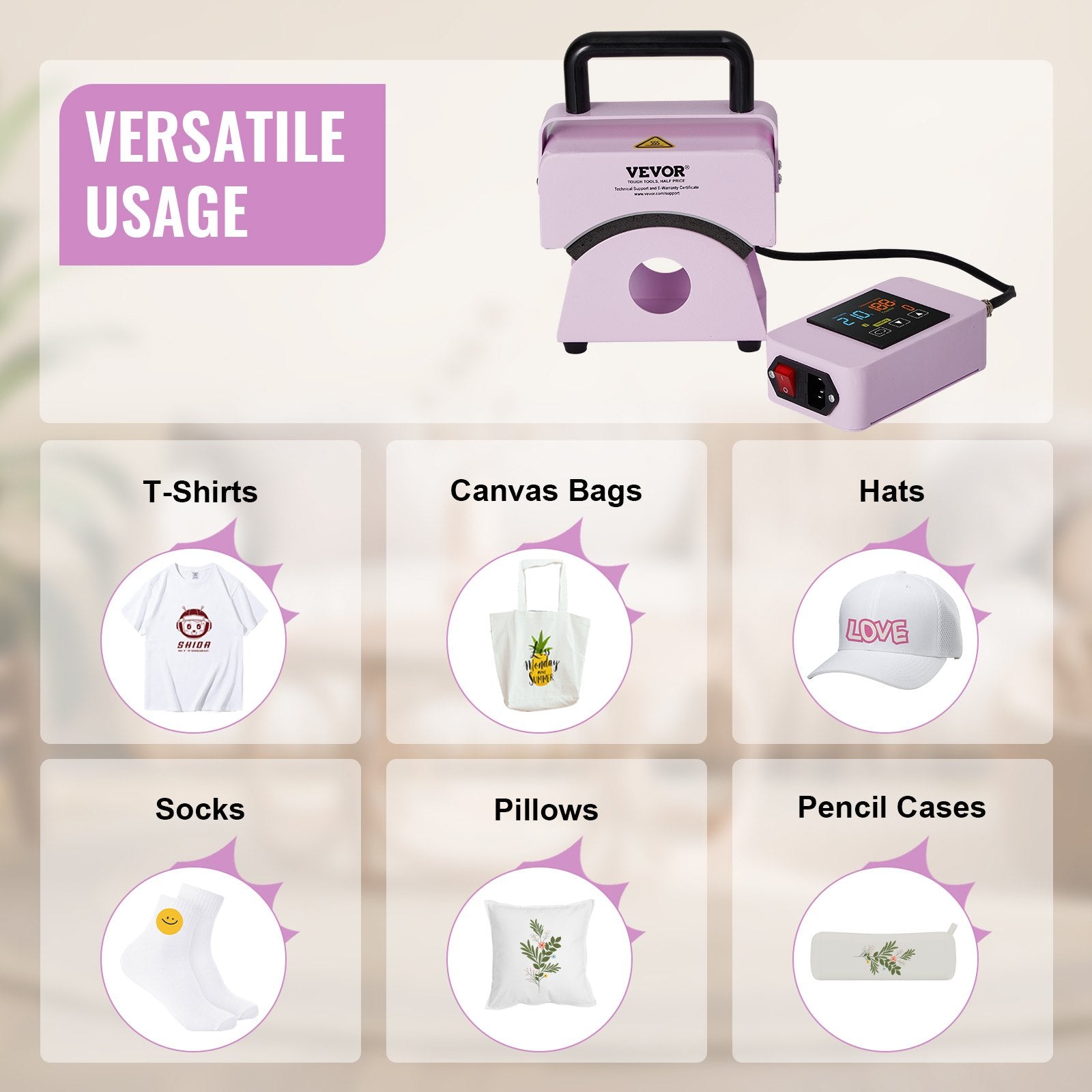 Hat Press Machine Mini Hat Heat Press for Caps 5.9x3.15 inch Plate Purple V952-BXSKMJBJMINIB06CLV3