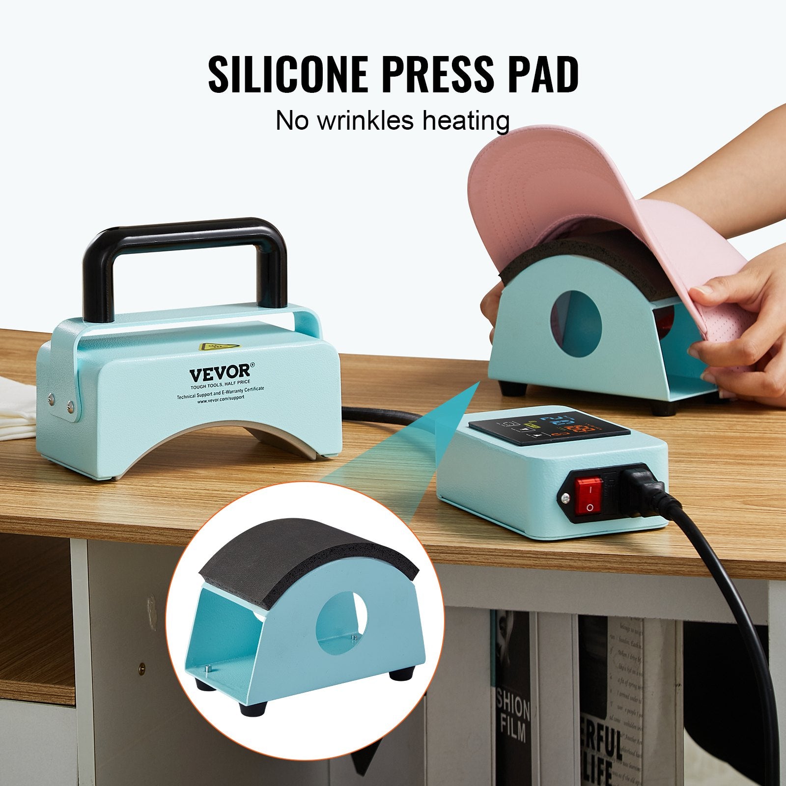 Hat Press Machine Mini Hat Heat Press for Caps 5.9x3.15 inch Plate Green V952-BXSKMJMINIKMFO40OV3