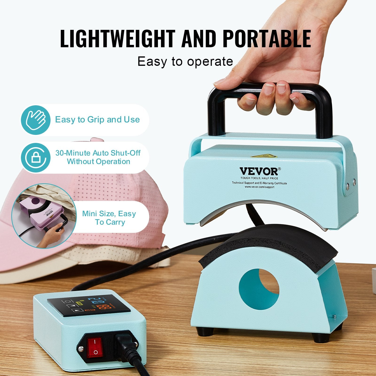 Hat Press Machine Mini Hat Heat Press for Caps 5.9x3.15 inch Plate Green V952-BXSKMJMINIKMFO40OV3
