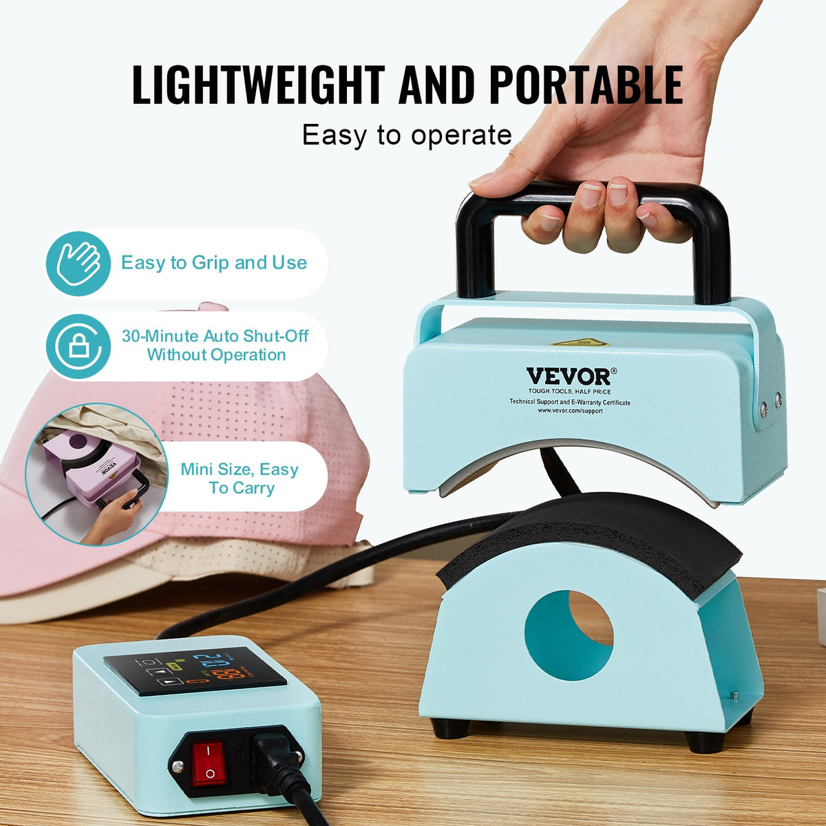Hat Press Machine Mini Hat Heat Press for Caps 5.9x3.15 inch Plate Green V952-BXSKMJMINIKMFO40OV3
