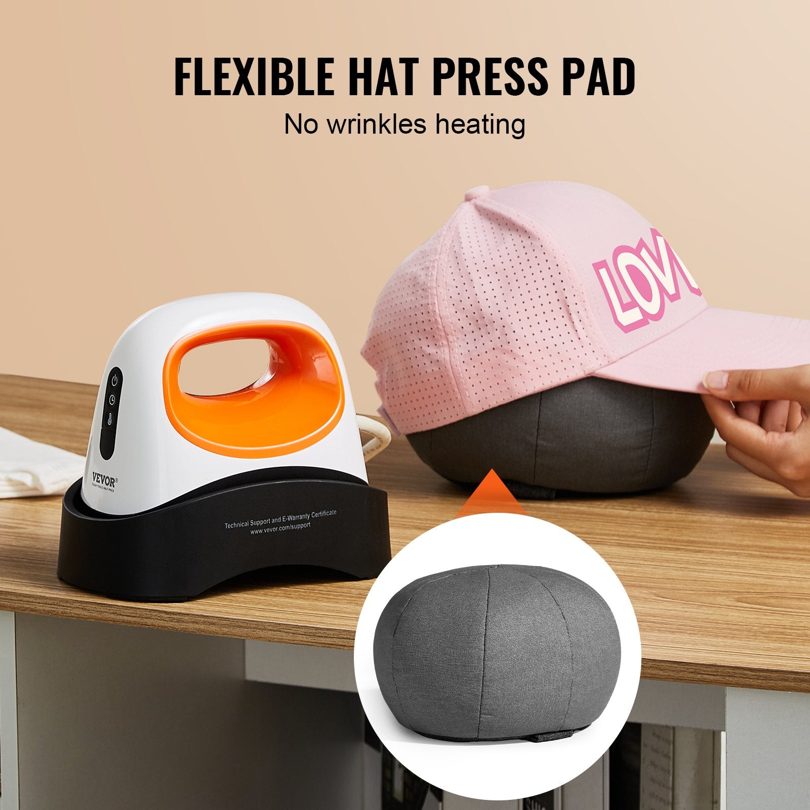 Hat Press Machine Mini Hat Heat Press for Caps 6.1 x 3.5 inch Plate White V952-BXSKMJMINIKMQCZLKV3