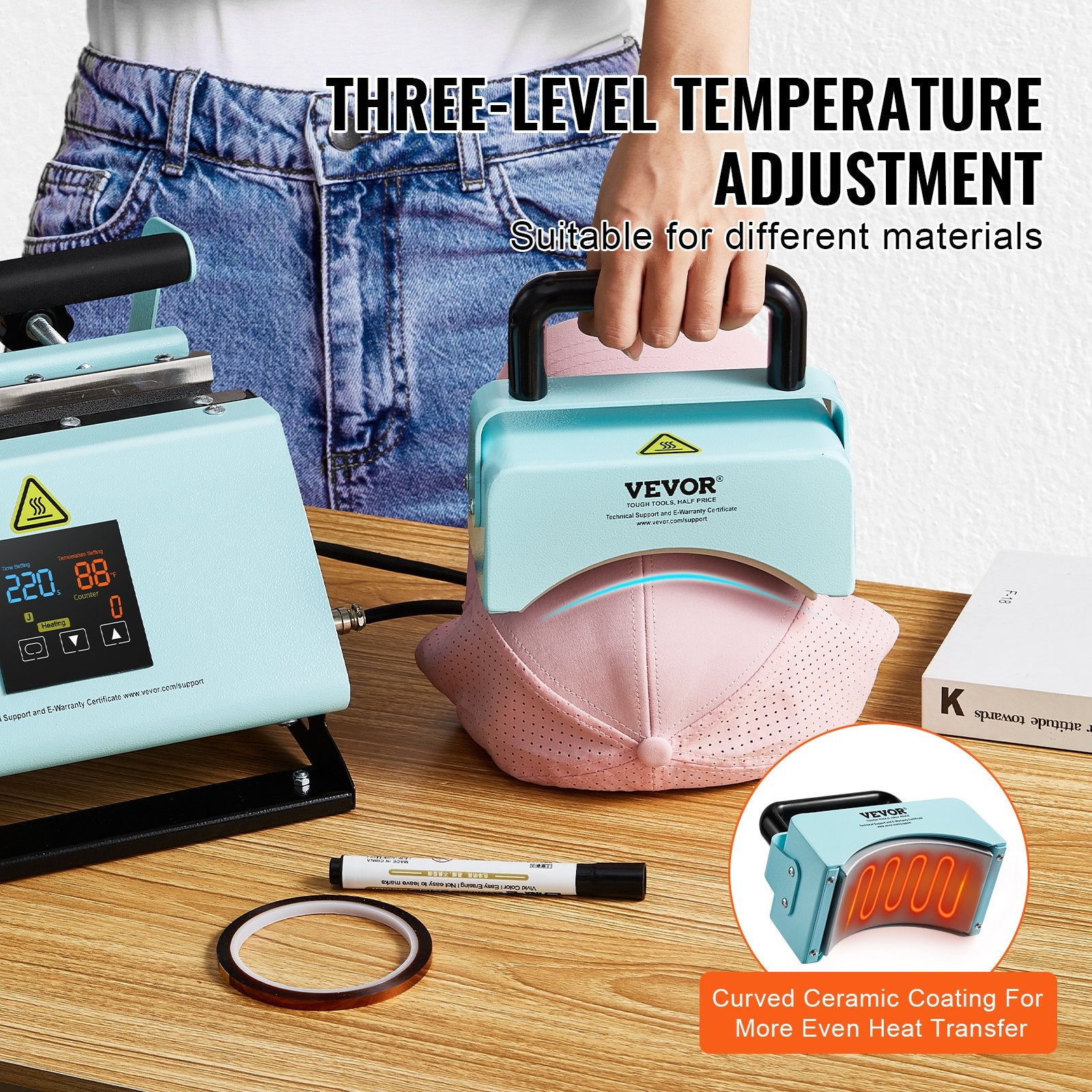 2 in 1 Tumbler and Hat Heat Press Machine Heat Machine for Caps Hats Mugs V952-BXSKMJMINIKMSBIPBV3