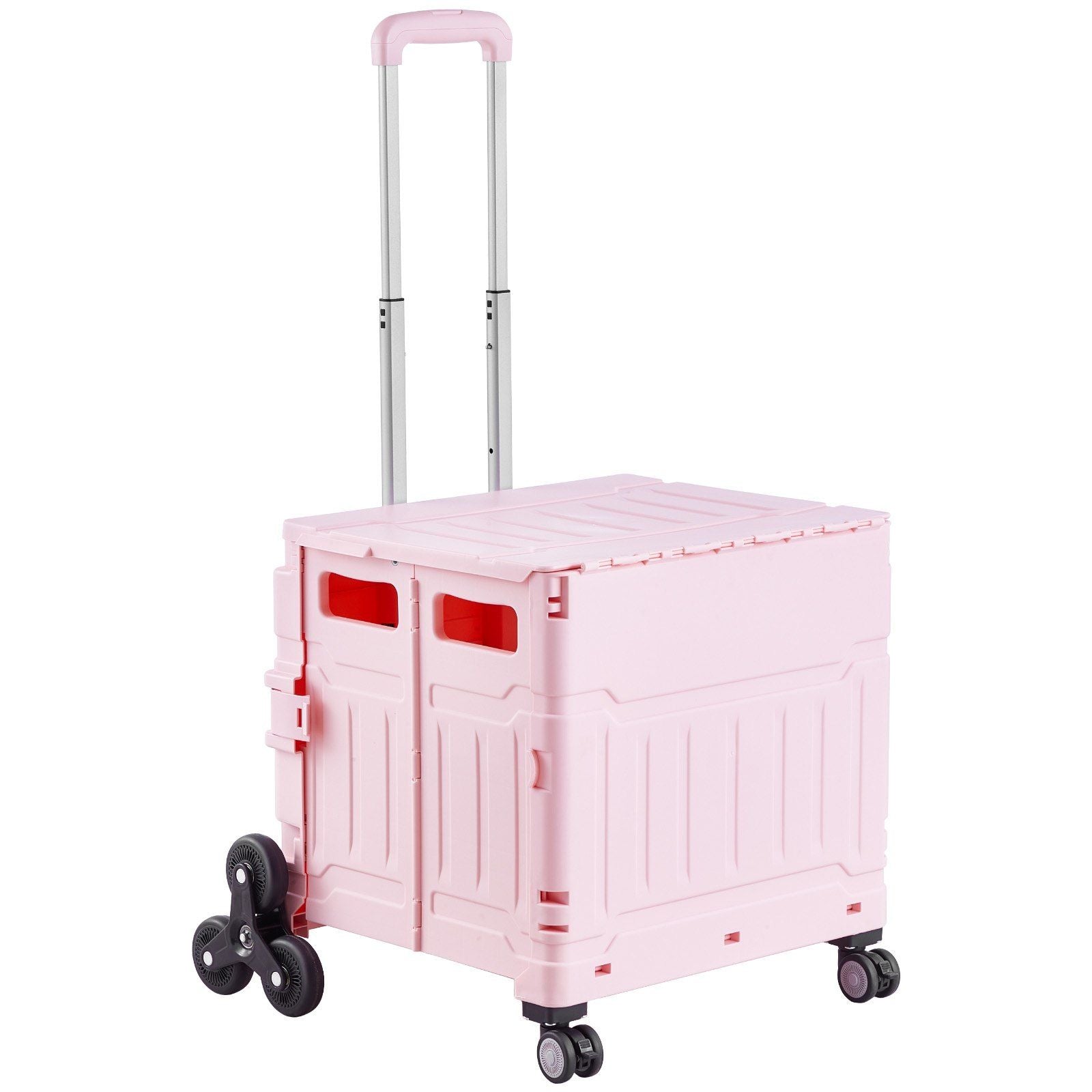 Foldable Utility Cart, 65L Collapsible Portable Crate Rolling Cart with Stair Climbing Wheels & 360 degrees V952-BXSPLCFS176L2ECQCV0