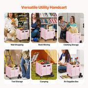 Foldable Utility Cart, 65L Collapsible Portable Crate Rolling Cart with Stair Climbing Wheels & 360 degrees V952-BXSPLCFS176L2ECQCV0