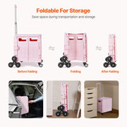 Foldable Utility Cart, 65L Collapsible Portable Crate Rolling Cart with Stair Climbing Wheels & 360 degrees V952-BXSPLCFS176L2ECQCV0