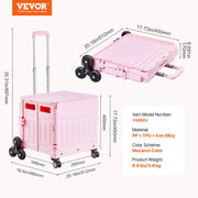 Foldable Utility Cart, 65L Collapsible Portable Crate Rolling Cart with Stair Climbing Wheels & 360 degrees V952-BXSPLCFS176L2ECQCV0