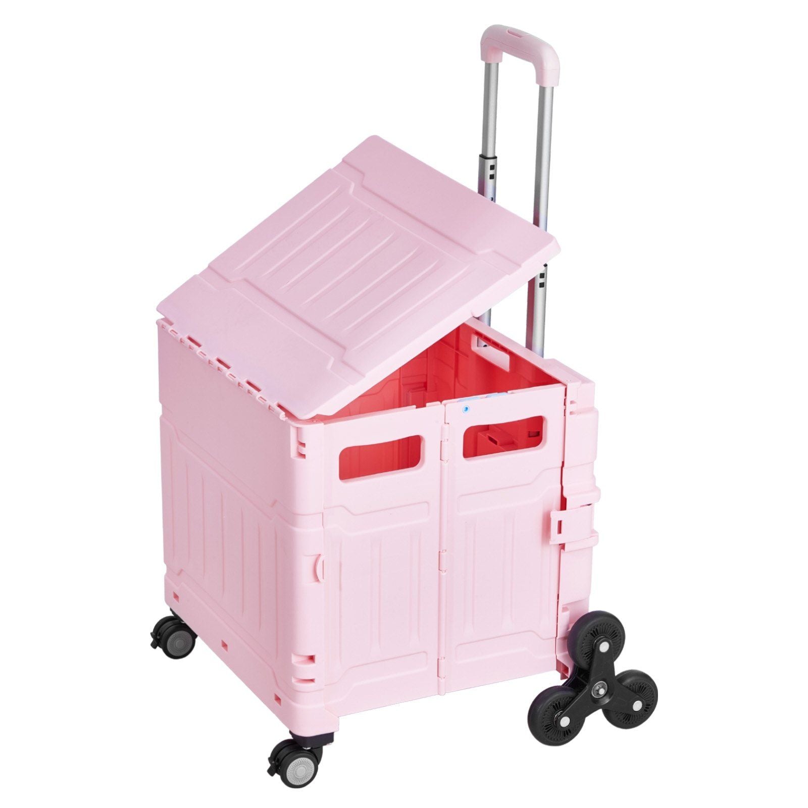 Foldable Utility Cart, 65L Collapsible Portable Crate Rolling Cart with Stair Climbing Wheels & 360 degrees V952-BXSPLCFS176L2ECQCV0