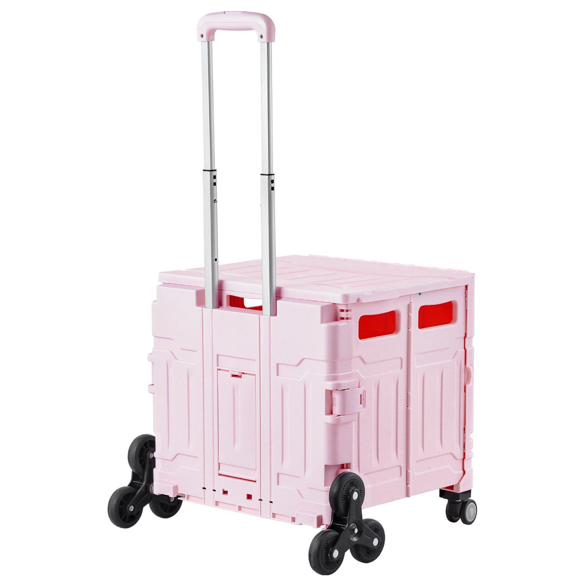 Foldable Utility Cart, 65L Collapsible Portable Crate Rolling Cart with Stair Climbing Wheels & 360 degrees V952-BXSPLCFS176L2ECQCV0