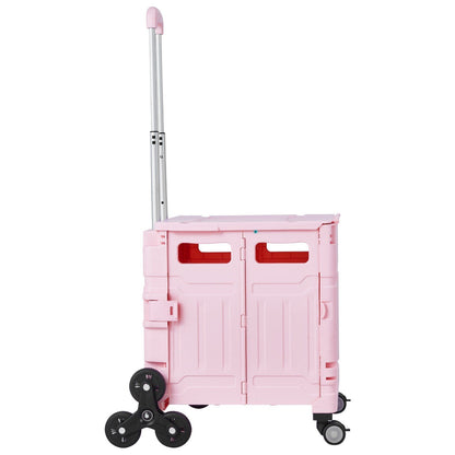 Foldable Utility Cart, 65L Collapsible Portable Crate Rolling Cart with Stair Climbing Wheels & 360 degrees V952-BXSPLCFS176L2ECQCV0
