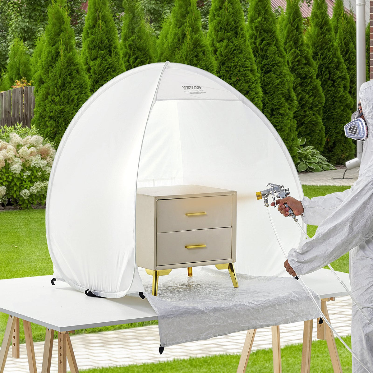 Spray Paint Shelter Portable Spray Paint Tent Booth 3.3 x 2.9 x 3.3ft Pop Up V952-BXSPQ403540IN6EZVV0