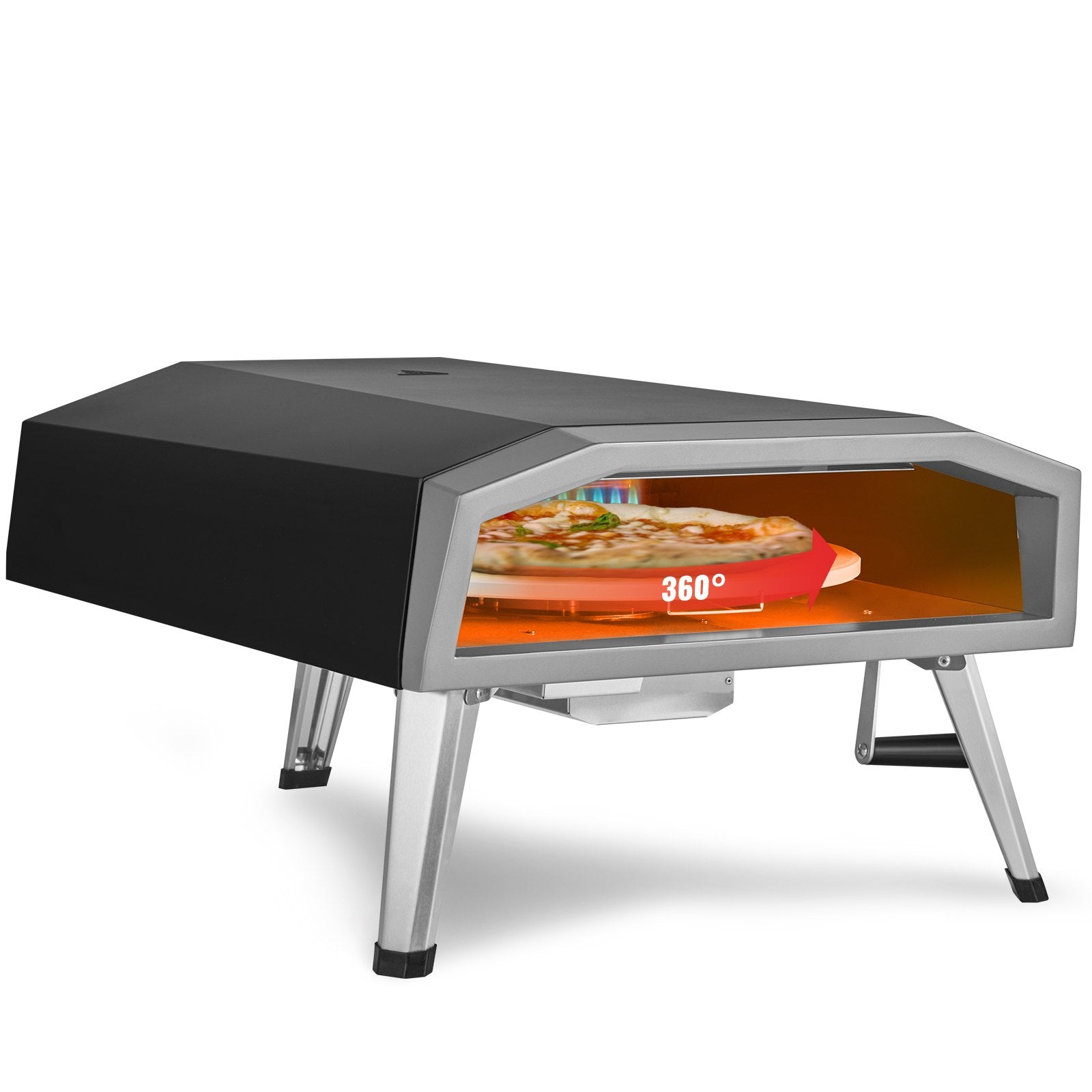 Outdoor Pizza Oven, 406.4 mm, Gas Fired Pizza Maker, Portable Outside Stainless Steel Pizza Grill with 360 V952-BXSPSLYCABRQH23XCV0